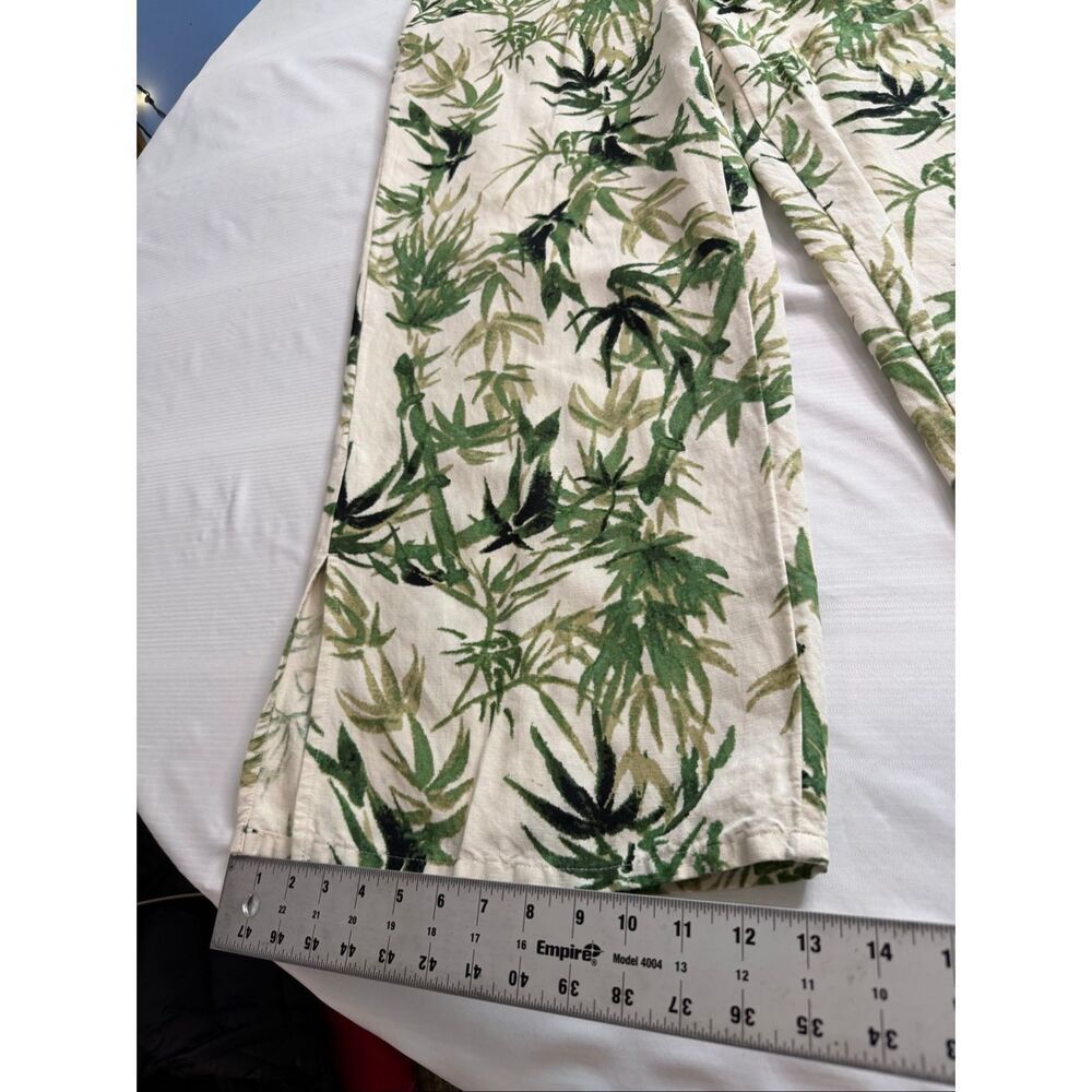 J. Jill Pants Womens Medium Green Floral Linen Blend Straight Leg Pull On - Picture 5 of 7